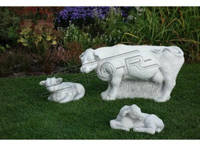 Décoration de vache de jardin en pierre patio blanche statue nature sculpture
